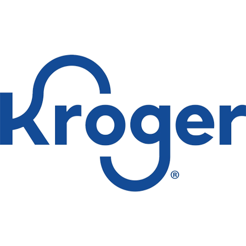 Kroger logo in blue on a white background
