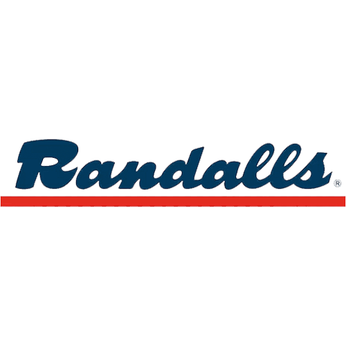 Randalls logo with blue text and red underline on a white background