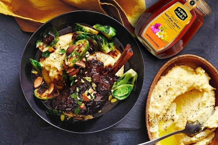 SLOW COOKER LAMB SHANKS WITH HONEY-POMEGRANATE GLAZE