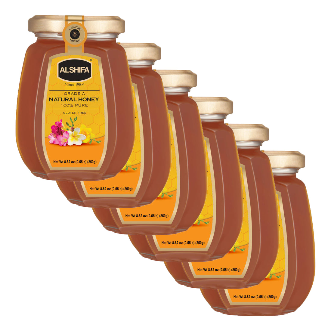 Natural Honey 8.8 oz (250g) - Pack of 6 image 0